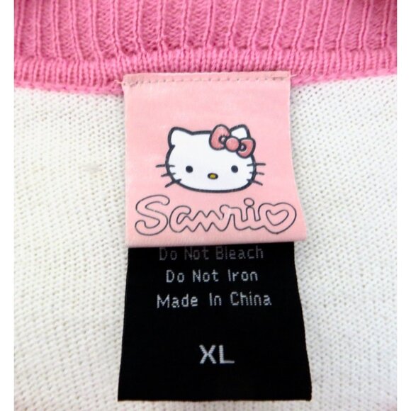 Sanrio Hello Kitty Argyle Button Front Knit Cardigan Hello Kitty Buttons Pink XL - Picture 6 of 7